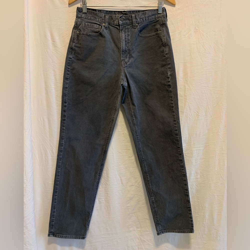 American Eagle Outfitters Grey High-Rise Corduroy Straight Leg Pants